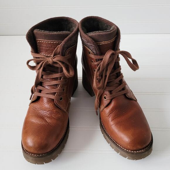 Bull Boxer Boots Size 9M Brown Leather Combat Carmen Lace Up Chunky Heel Lug - Picture 14 of 15